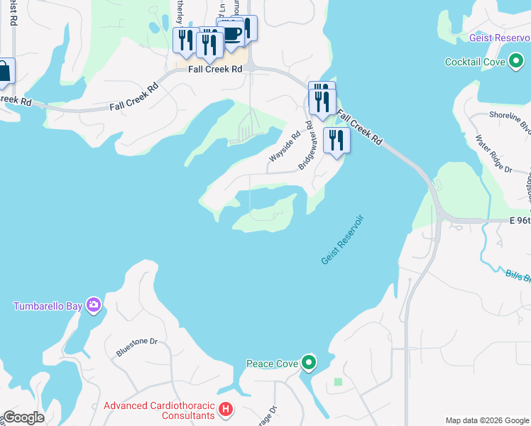 map of restaurants, bars, coffee shops, grocery stores, and more near 12198 Island Drive in Indianapolis
