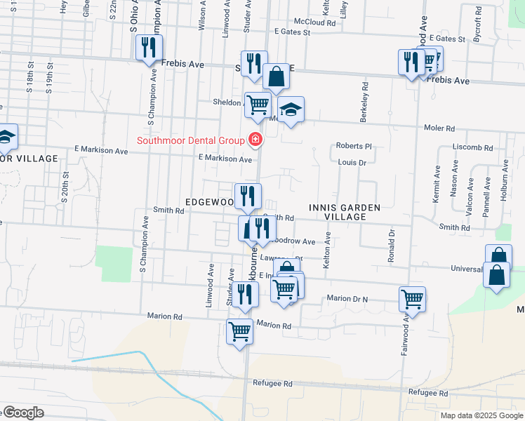 map of restaurants, bars, coffee shops, grocery stores, and more near 1840 Lockbourne Road in Columbus