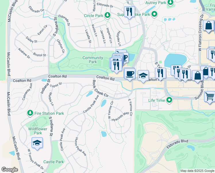 map of restaurants, bars, coffee shops, grocery stores, and more near 135 West Yarrow Drive in Superior