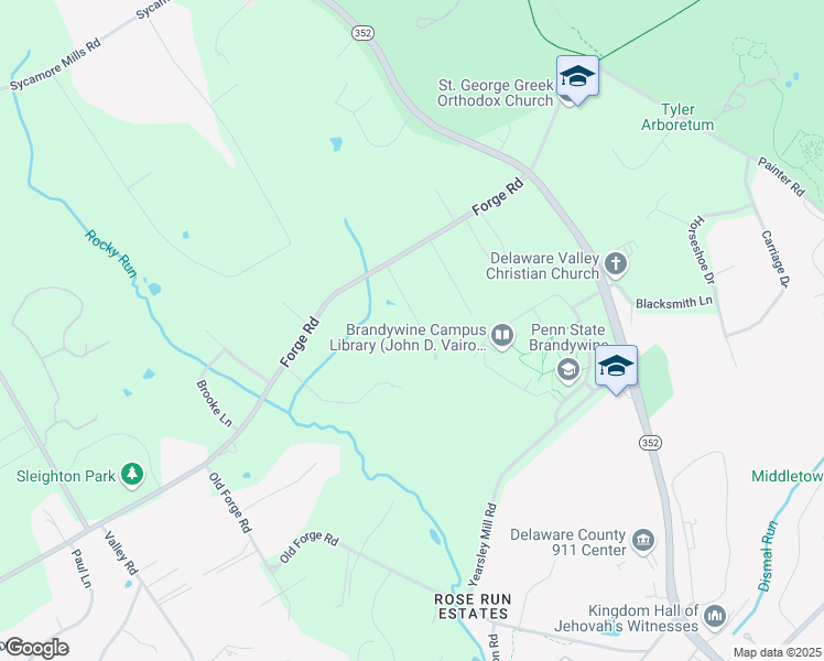 map of restaurants, bars, coffee shops, grocery stores, and more near 86 Autumn Woods Lane in Glen Mills