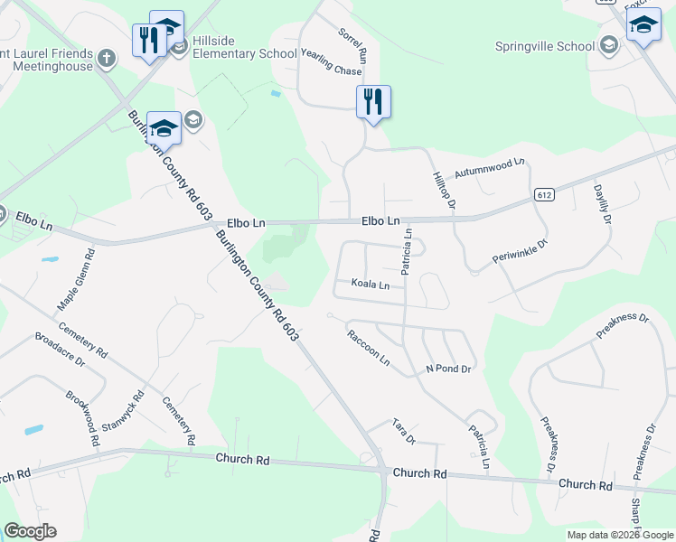map of restaurants, bars, coffee shops, grocery stores, and more near 846 Woodchuck Drive in Mount Laurel Township