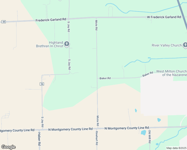 map of restaurants, bars, coffee shops, grocery stores, and more near 7488 Mote Road in West Milton