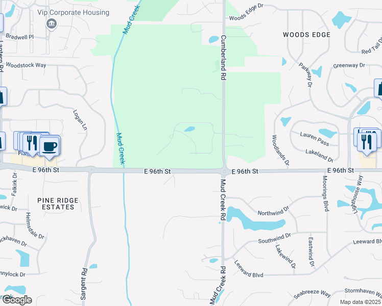 map of restaurants, bars, coffee shops, grocery stores, and more near 9588 Summerton Drive in Fishers