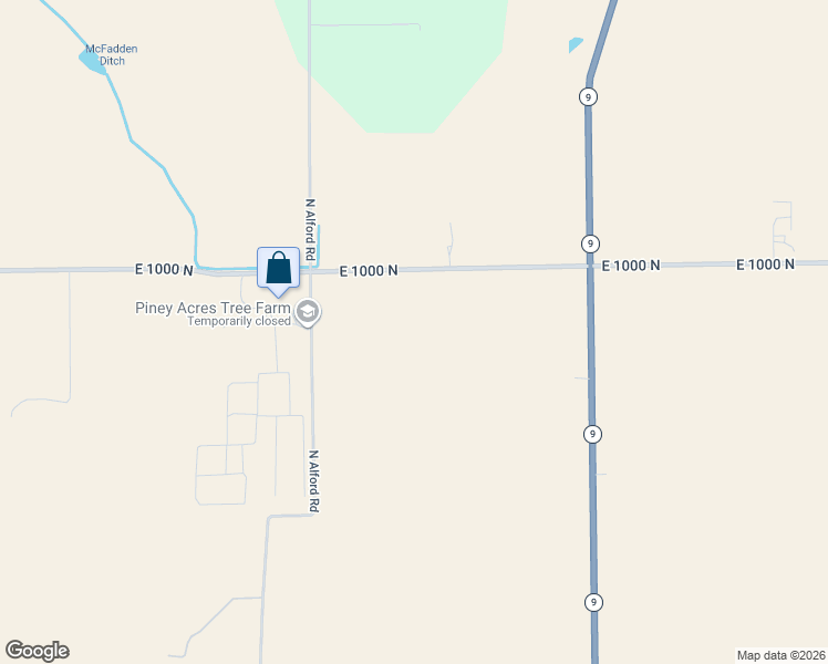 map of restaurants, bars, coffee shops, grocery stores, and more near 1505 East 1000 North in Pendleton