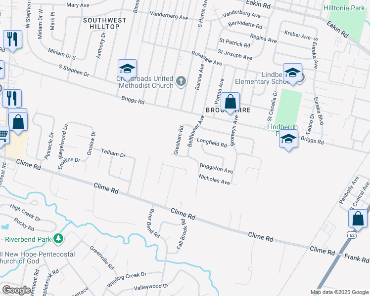 map of restaurants, bars, coffee shops, grocery stores, and more near 1279 Bellflower Avenue in Columbus