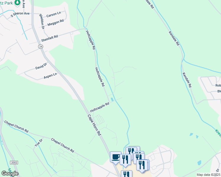 map of restaurants, bars, coffee shops, grocery stores, and more near 150 Hillstream Road in Red Lion