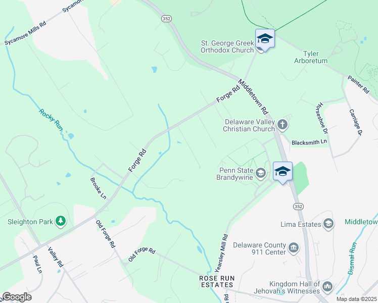 map of restaurants, bars, coffee shops, grocery stores, and more near 86 Autumn Woods Lane in Glen Mills