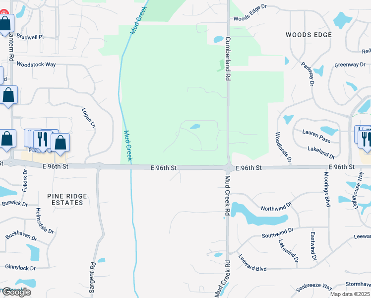 map of restaurants, bars, coffee shops, grocery stores, and more near 9588 Summerton Drive in Fishers