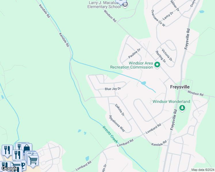 map of restaurants, bars, coffee shops, grocery stores, and more near 102 Rain Dove Drive in Red Lion