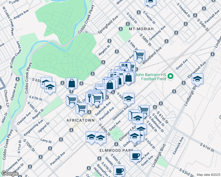 map of restaurants, bars, coffee shops, grocery stores, and more near 2129 Cemetery Avenue in Philadelphia