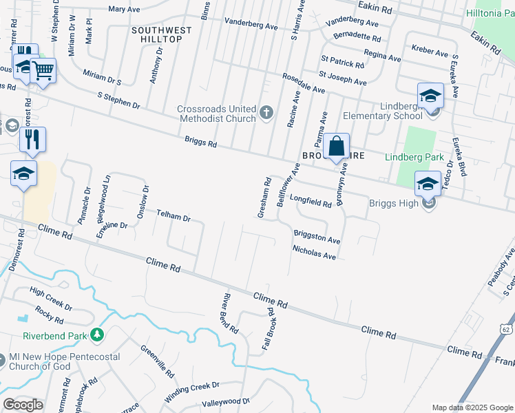 map of restaurants, bars, coffee shops, grocery stores, and more near 1277 Gresham Road in Columbus