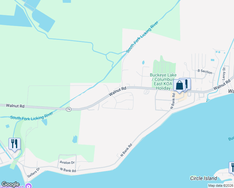 map of restaurants, bars, coffee shops, grocery stores, and more near 4135 Walnut Road in Hebron