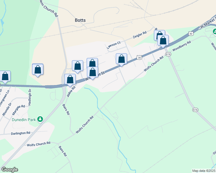 map of restaurants, bars, coffee shops, grocery stores, and more near 4360 Zimmerman Drive in York County