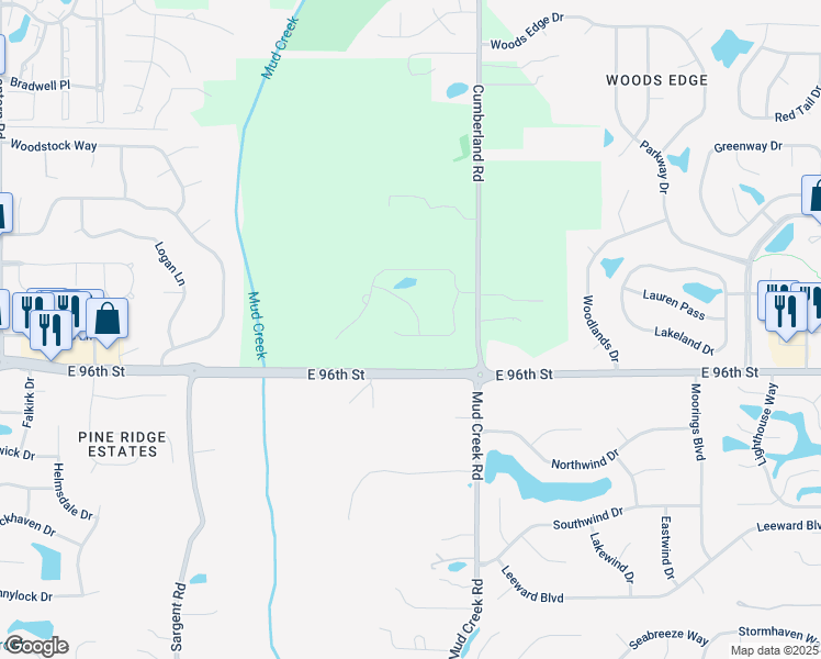 map of restaurants, bars, coffee shops, grocery stores, and more near 9588 Summerton Drive in Fishers