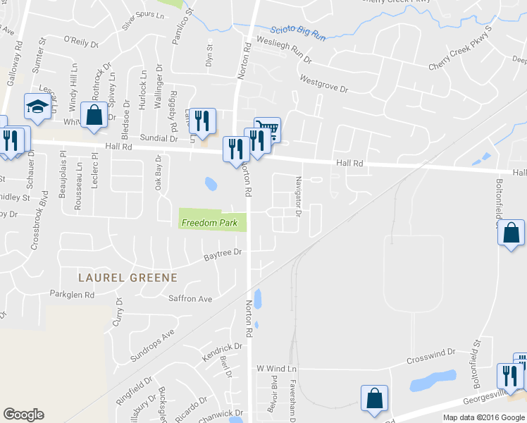 map of restaurants, bars, coffee shops, grocery stores, and more near 5400 Lindbergh Boulevard in Columbus
