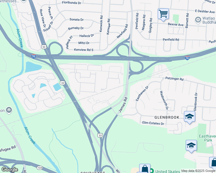 map of restaurants, bars, coffee shops, grocery stores, and more near 2032 Heathcliff Drive in Columbus
