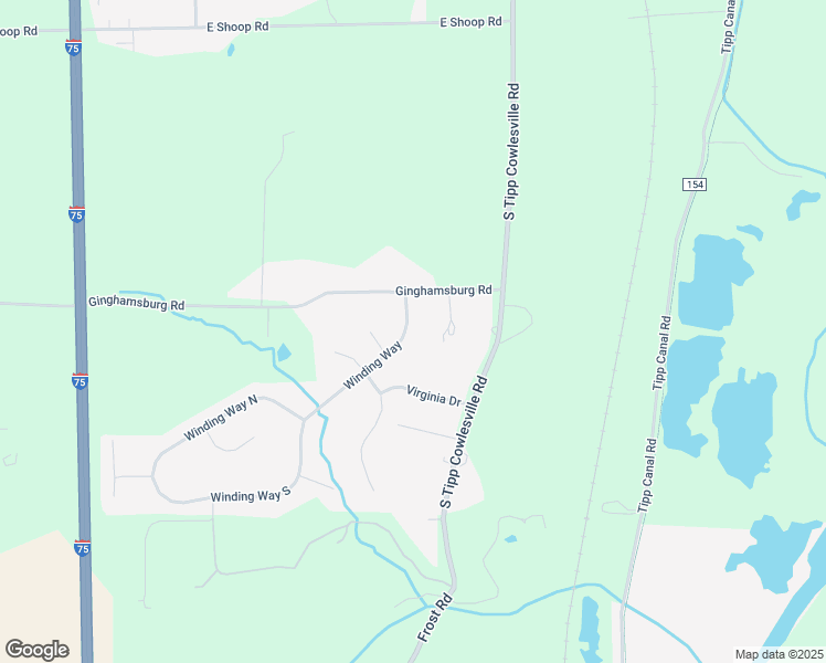 map of restaurants, bars, coffee shops, grocery stores, and more near 7411 Winding Way in Tipp City