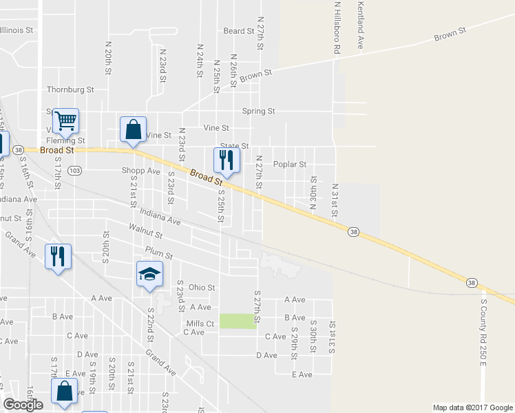 map of restaurants, bars, coffee shops, grocery stores, and more near 211 S 27th St in New Castle