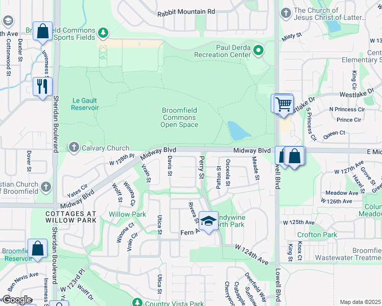 map of restaurants, bars, coffee shops, grocery stores, and more near 4261 Broemel Avenue in Broomfield