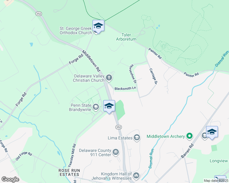 map of restaurants, bars, coffee shops, grocery stores, and more near 529 North Old Middletown Road in Media