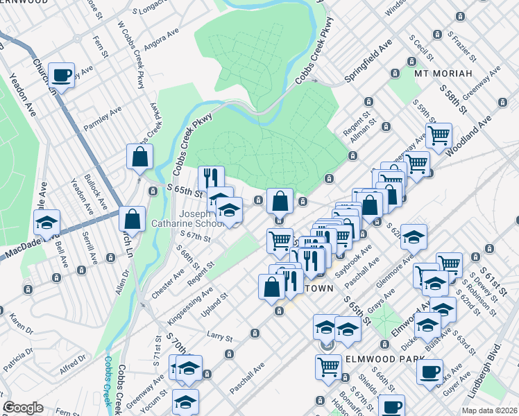 map of restaurants, bars, coffee shops, grocery stores, and more near in Philadelphia