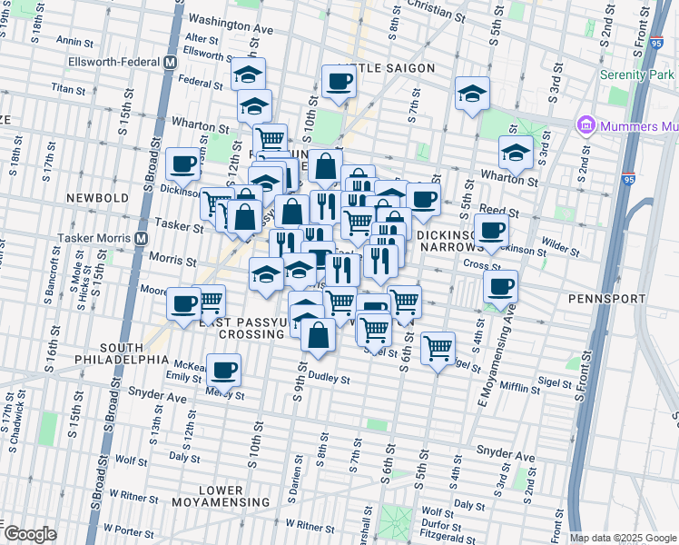 map of restaurants, bars, coffee shops, grocery stores, and more near 813 Mountain Street in Philadelphia