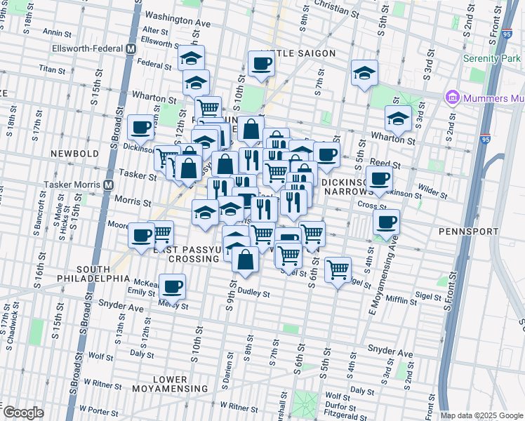 map of restaurants, bars, coffee shops, grocery stores, and more near 813 Mountain Street in Philadelphia