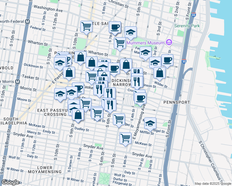 map of restaurants, bars, coffee shops, grocery stores, and more near 524 Tasker Street in Philadelphia