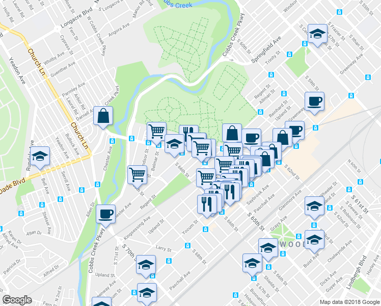 map of restaurants, bars, coffee shops, grocery stores, and more near in Philadelphia