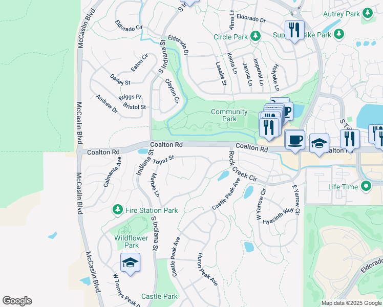 map of restaurants, bars, coffee shops, grocery stores, and more near 919 Topaz Street in Louisville