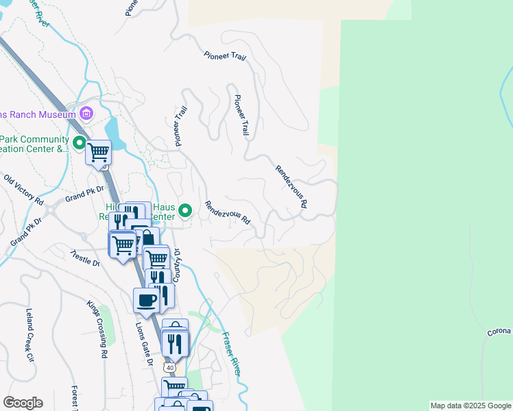map of restaurants, bars, coffee shops, grocery stores, and more near 60 Discovery Lane in Granby