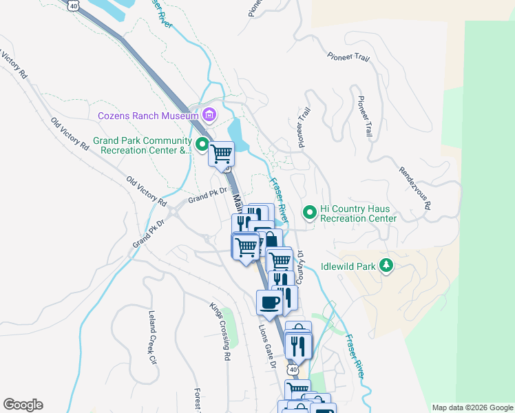 map of restaurants, bars, coffee shops, grocery stores, and more near 78199 U.S. 40 in Winter Park