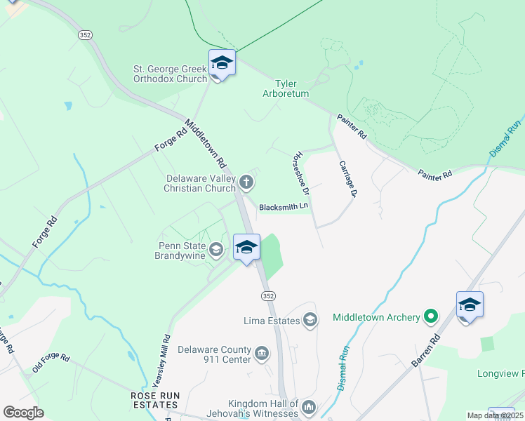 map of restaurants, bars, coffee shops, grocery stores, and more near 529 North Old Middletown Road in Media