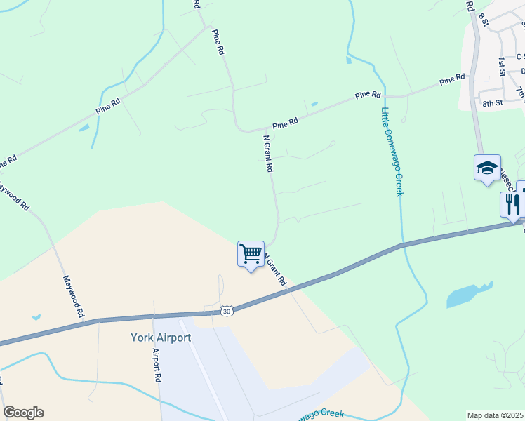 map of restaurants, bars, coffee shops, grocery stores, and more near 175 North Grant Road in Thomasville