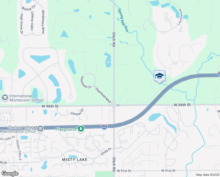 map of restaurants, bars, coffee shops, grocery stores, and more near 9696 Ditch Road in Carmel