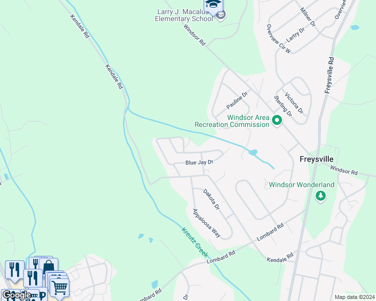 map of restaurants, bars, coffee shops, grocery stores, and more near 219 Blue Jay Drive in Red Lion