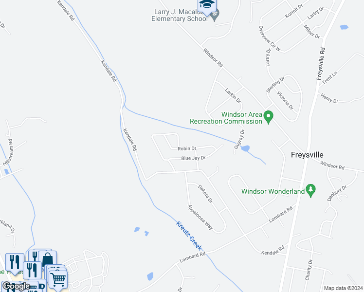 map of restaurants, bars, coffee shops, grocery stores, and more near 219 Blue Jay Drive in Red Lion