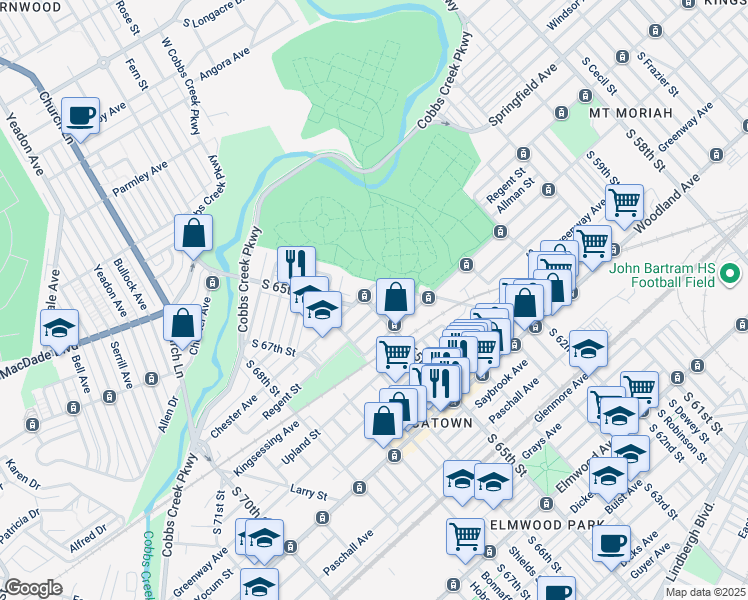 map of restaurants, bars, coffee shops, grocery stores, and more near in Philadelphia