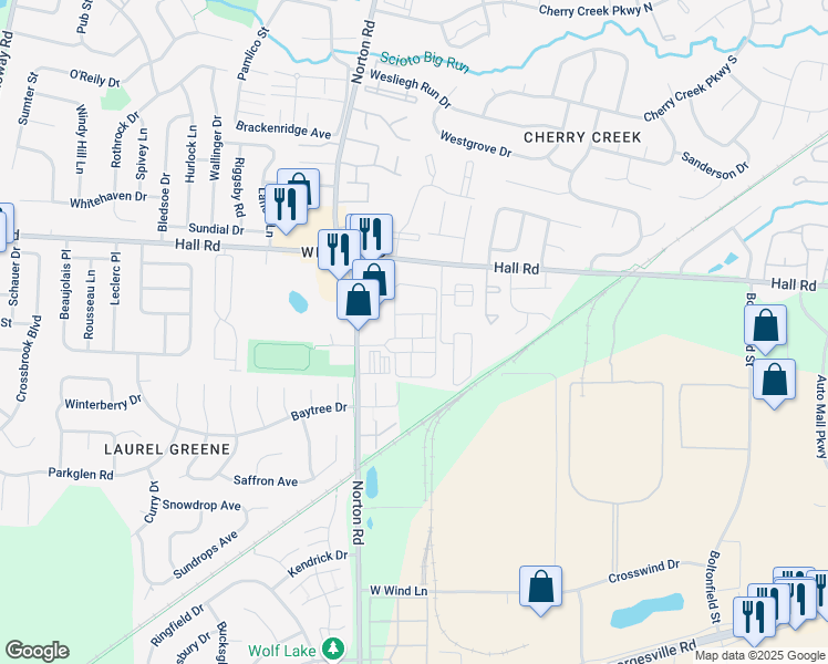 map of restaurants, bars, coffee shops, grocery stores, and more near 76 Earhart Avenue in Columbus