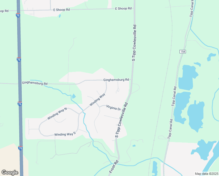 map of restaurants, bars, coffee shops, grocery stores, and more near 7411 Winding Way in Tipp City