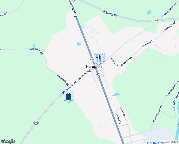 map of restaurants, bars, coffee shops, grocery stores, and more near 3565 Hunterstown Hampton Road in New Oxford