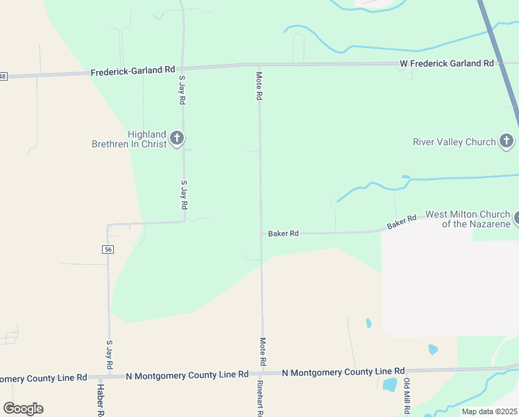 map of restaurants, bars, coffee shops, grocery stores, and more near 7488 Mote Road in West Milton