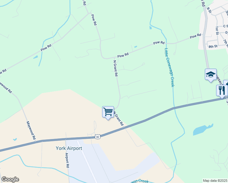 map of restaurants, bars, coffee shops, grocery stores, and more near 175 North Grant Road in Thomasville