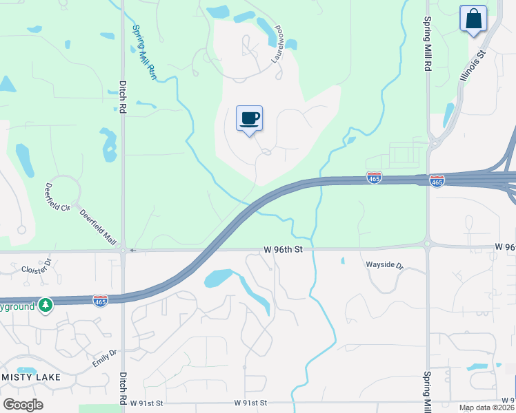 map of restaurants, bars, coffee shops, grocery stores, and more near USS Indianapolis Memorial Highway in Carmel