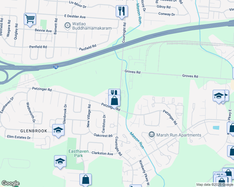 map of restaurants, bars, coffee shops, grocery stores, and more near 2125 Courtright Road in Columbus