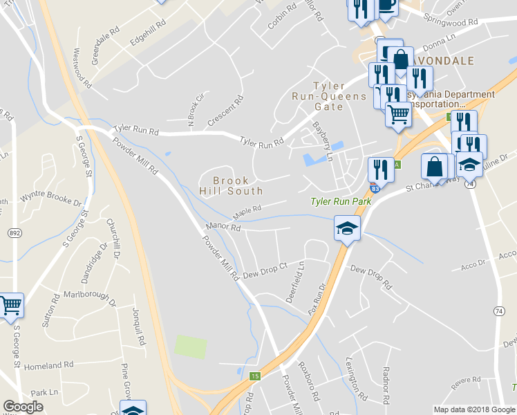 map of restaurants, bars, coffee shops, grocery stores, and more near 98 Maple Road in York