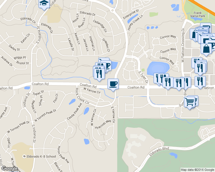 map of restaurants, bars, coffee shops, grocery stores, and more near 1627 Coalton Rd in Superior