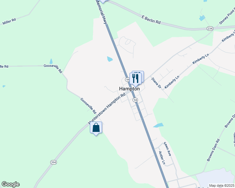 map of restaurants, bars, coffee shops, grocery stores, and more near 3542 Hunterstown Hampton Road in New Oxford