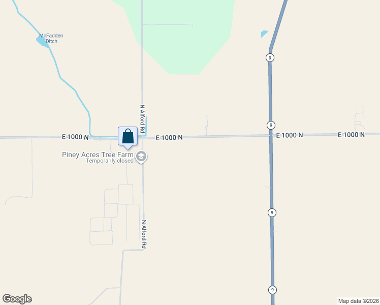 map of restaurants, bars, coffee shops, grocery stores, and more near 1505 East 1000 North in Pendleton