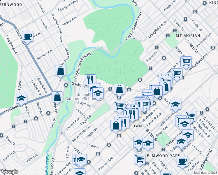 map of restaurants, bars, coffee shops, grocery stores, and more near in Philadelphia